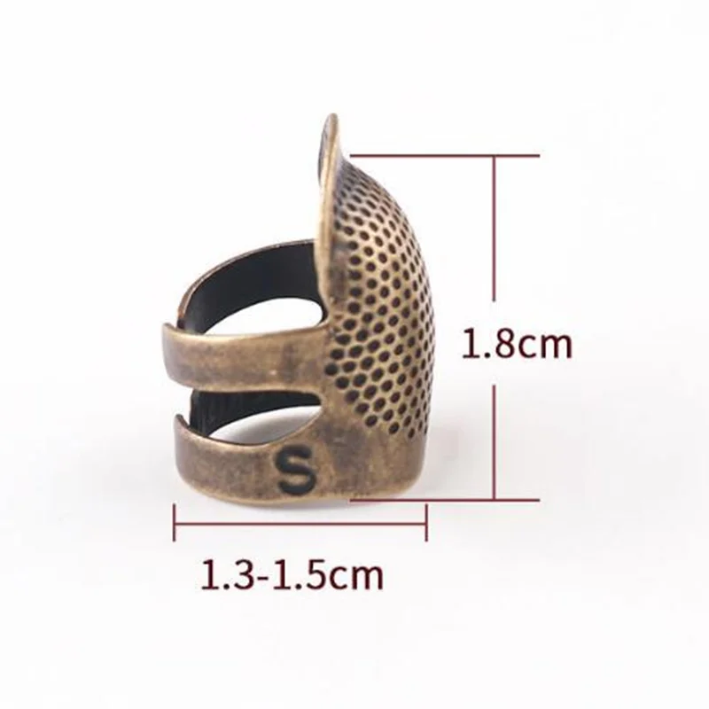 Retro Metal Finger Protector Adjustable Thimble Ring Handworking Needle Thimble Needles Craft Household DIY Sewing Accessories - Цвет: S