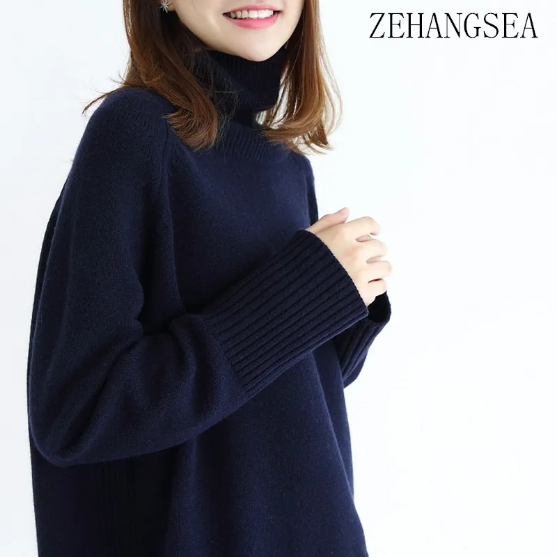 ZEHANGSEA-Women's casual wool sweater female short high neck pullover knit loose cashmere sweater autumn and winter thickening ZEHANGSEA-Women's casual wool sweater female short high neck pullover knit loose cashmere sweater autumn and winter thickening