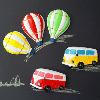 

Free Shipping! 5pcs/lot Cartoon Hot Air Balloon & Bus Resin Fridge Magnets Memo Stickers Holder Gift & Home Decoration Craft