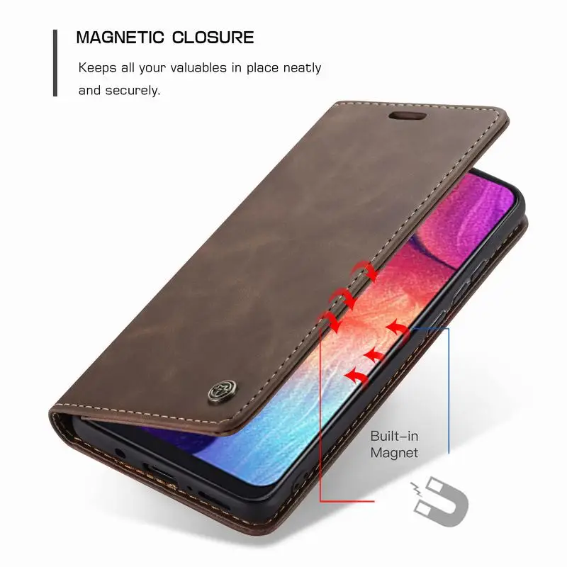 Роскошный застежкой кожаный чехол для Samsung A50 A 50 бумажник с карманами карт дизайн