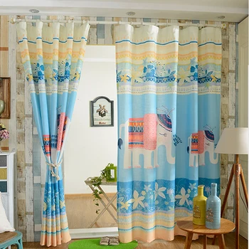 

Southeast Asia Style Elephant Window Curtain For Living Room Size 1.4mx2.7mX 2 PANEL Elephant Kids Room Curtains For Home Deco