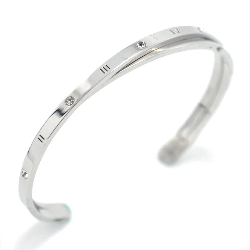 Женский браслет из титановой стали с римскими цифрами|Браслеты| |