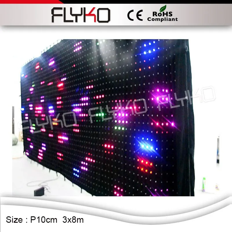 

Newest model P100mm 3x8m creative display indoor curtains flexible soft led video curtain