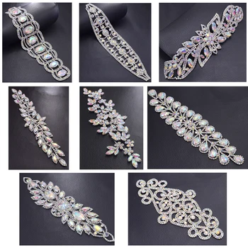 

1piece crystal AB rhinestones bridal belt sash appliques patches for wedding dress clothing sew on DIY sewing fabric craft
