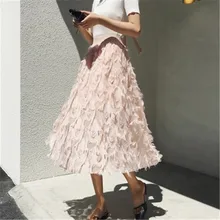 Женские юбки Летние повседневные юбки женские с высокой талией эластичные тюлевые юбки Модные Винтажные женские плиссированные вечерние юбки миди