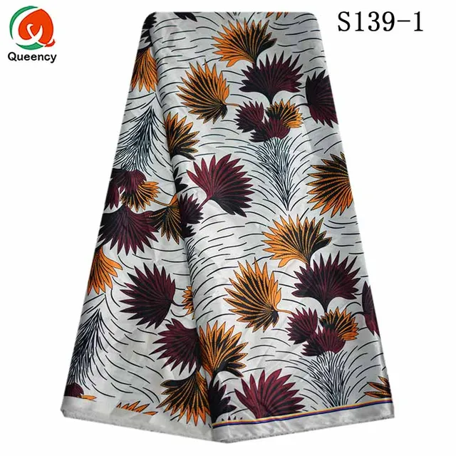 African Silk Satin Fabric nigeria wax prints design 5 yards/pc soft and