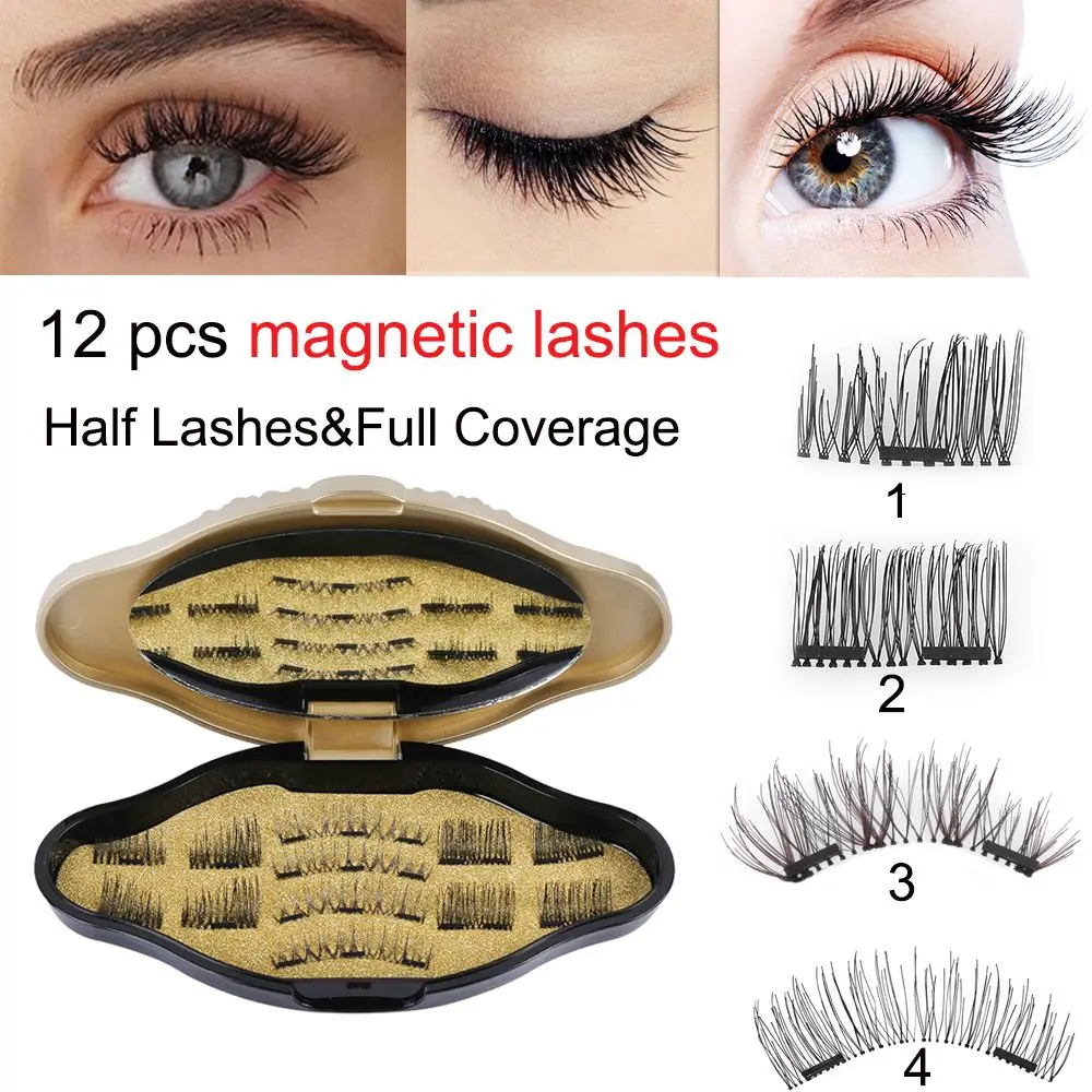 

12Pcs/set Magnetic False Eyelashes Reusable Glue-free Cilia Magnet Eyelashes Handmade Extension Beauty Makeup Tools