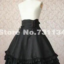 Японская Лолита юбка готический черный хлопок Высокая талия пушистые юбки для женщин