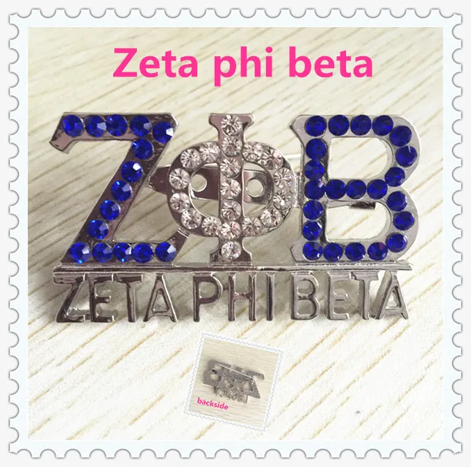 

New zeta phi beta rhinestone brooch in dark blue and clear cute greek 50*30mm ZPB jewelry pin for girls,5-10pcs,OGB001-1