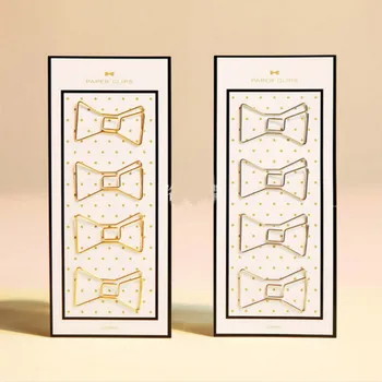 

4 Pcs/pack Lovely Mini Hollow Bowknot Shape Metal Bookmarks Book Marker Paper Clips DIY Bookend Clip Page Holders Stationery