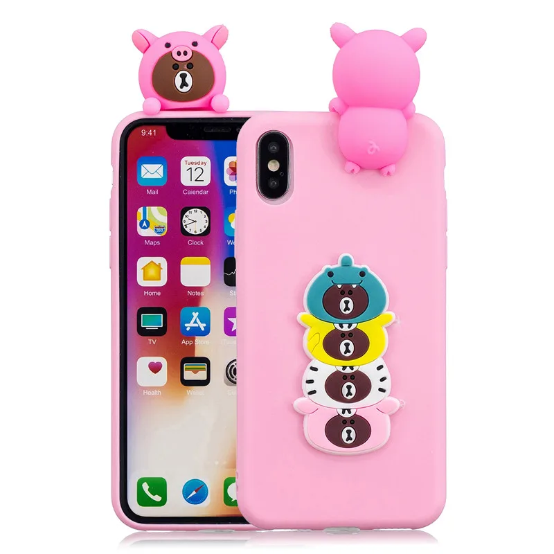 Для Coque iPhone XS чехол для iPhone XS Max XS XR X 5S 6 6S 7 8 Plus чехол Fundas 3D кукла игрушки Мягкий ТПУ силиконовый чехол для телефона s - Цвет: E