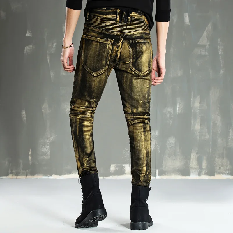 Moto Jeans 2019 Men Skinny Jeans Men Runway Slim Racer Biker Stretch Hiphop Jeans For Men Denim Pants Trousers Robin Jeans Homme