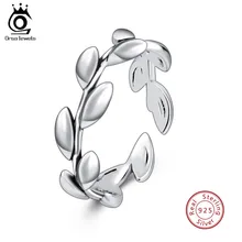 ORSA JEWELS чистое 925 пробы Серебряное кольцо с узором в виде листьев Регулируемый размер для женщин кольцо на день рождения вечерние ювелирные изделия подарок PSR57