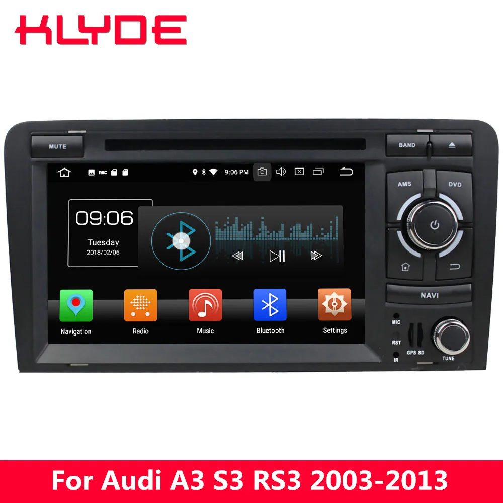 

KLYDE 4G Octa Core PX5 Android 8.0 4GB RAM 32GB ROM Car DVD Multimedia Player Radio GPS Navigation For Audi A3 S3 RS3 2003-2013