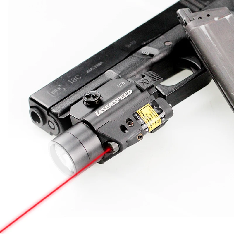 LASERSPEED мини пистолет Glock фонарь для ружья Охота Кемпинг Фонарь для ружья ing Wapen оборудование фонарик тактический прицел красный лазер