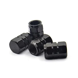 Premium Aluminum Theftproof Wheel Valve Caps - Airtight Tire Stem Covers (Black)