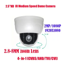 Free shipping New 2MP IR 15M 3x Optical Zoom AHD TVI CVI CVBS 4 In 1 PTZ Dome Camera 2 Megapixel 2.8~8mm