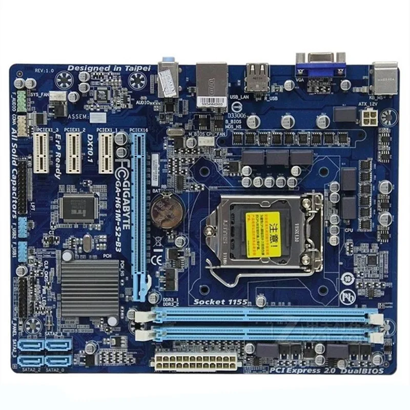 Оригинальная десктопная Материнская плата Gigabyte GA H61M D2P B3 H61 LGA 1155 i3 i5 i7 DDR3 Micro ATX 100%