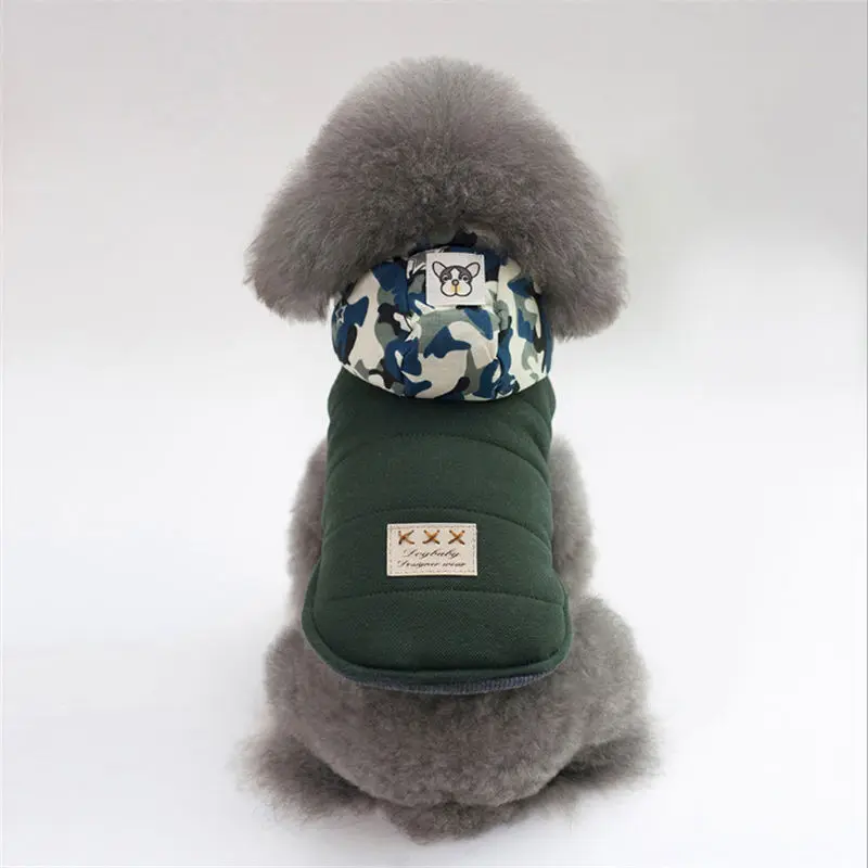 Собака одежда зимняя одежда для собак зеленое пальто утолщаются животное Костюмы для Йоркширский собаки костюм одежда для щенков куртки