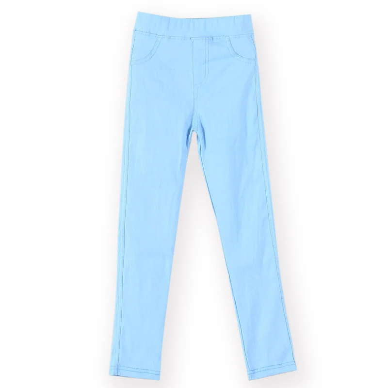 Girls Candy Color Pencil Pants Kids Skinny Full Length Trousers 3-12Y Sqb1121