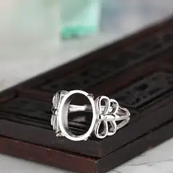 Оптовая Продажа 925 серебро полу крепление Для женщин кольцо Обручение кольцо для 10x13 мм овальный кабошон янтаря агат опал установка DIY