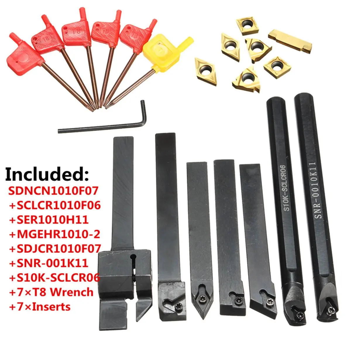 Cena Gorąca sprzedaż 21 sztuk 10mm wytaczadło do tokarki ze złotym wkładki z 7 sztuk T8 klucze