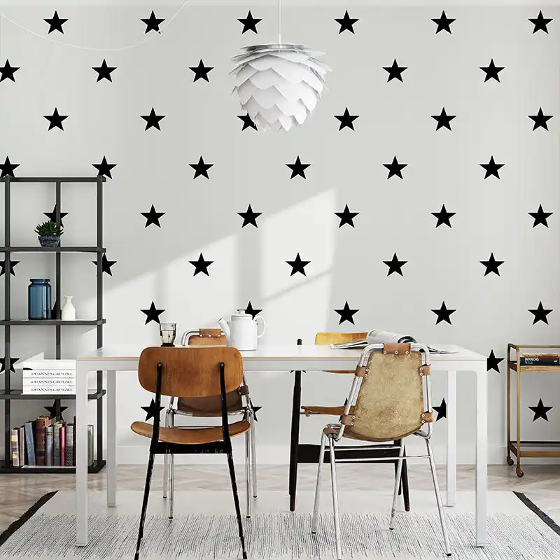 Black White Star Baby Nursery Wallpaper For Kids Room Neutral Boys Black White Star Baby Nursery Wallpaper