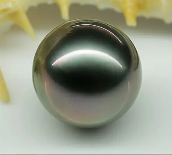 

FREE SHIPPING>>>@@ HUGE 14MM TAHITIAN GENUINE ROUND BLACK REDISH SURFACE TONE LOOSE PEARL UNDRILLED