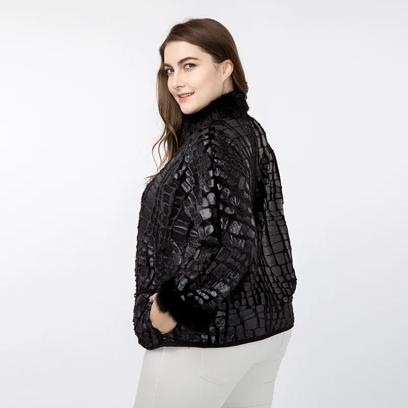 TUHAO Plus Size 7XL 6XL Women Faux Fur Coats 2018 Autumn Winter Fur Sleeve Stand Collar Faux Large Size Women Jackets COAT ZPZ