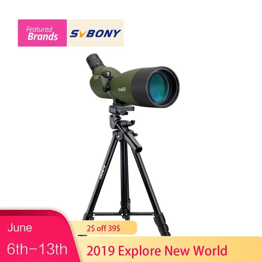 SVBONY Spotting Scope SV14 Zoom BAK4 Waterproof 25-75x70mm 45 De Angled  Archery Hunting Birdwatching Telescope Monocular F9310
