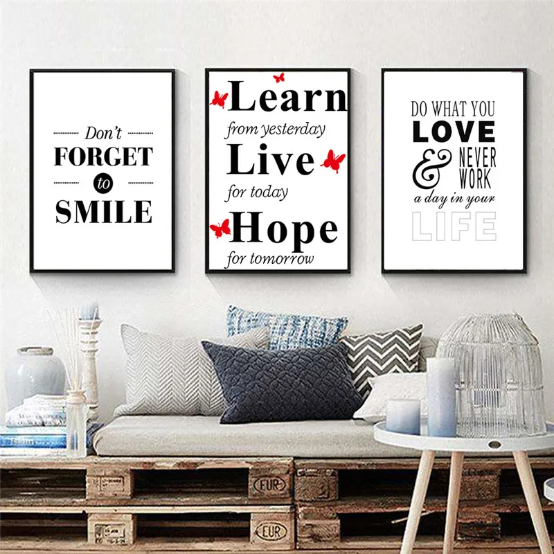 NEW  Modern Nordic Life Letter Style Canvas Art Poster Print Wall Home Decor 