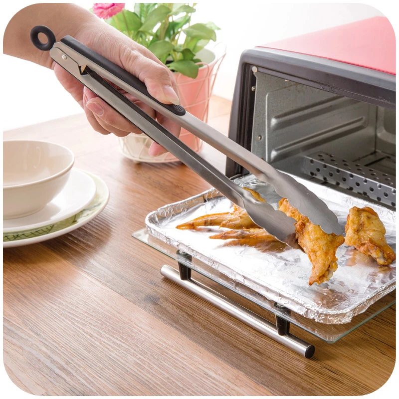 2pc Multi purpose Silicone Kitchen Tongs font b Salad b font FruitsTongs BBQ Clip Stainless steel
