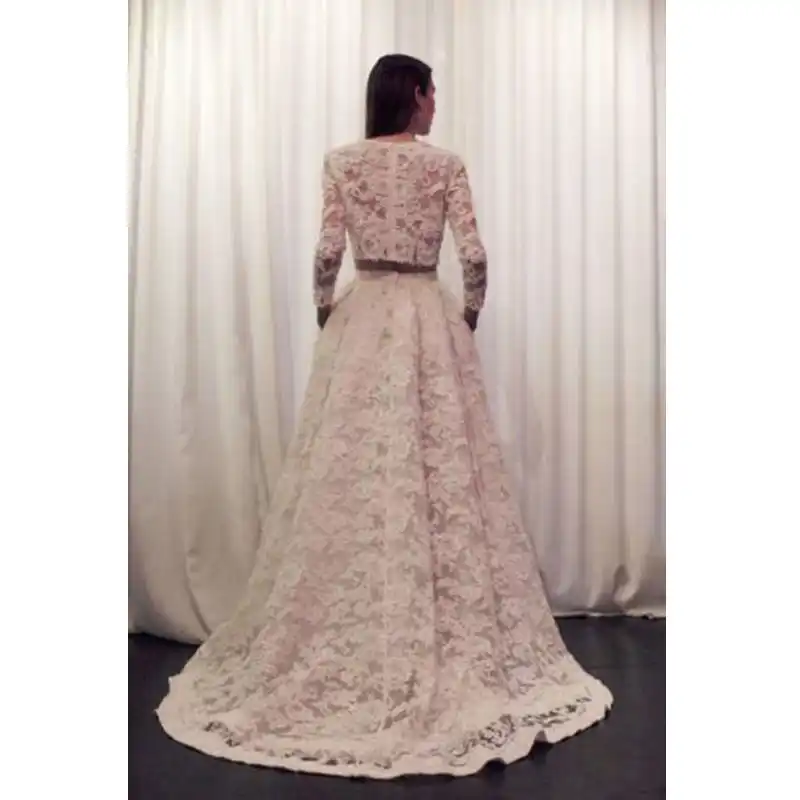 Vestido de festa Largos элегантные карманы два кружева вечернее платье es три четверти