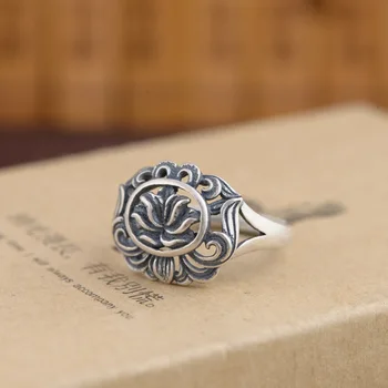 

Ring S925 Pure Silver Wholesale Archaize Style Female Flowers With A Silver Spoon In Her Mouth Ring Matte New Gift