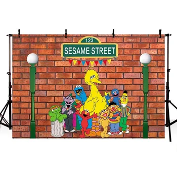 

MEHOFOTO Elmo World Bricks Wall Sesame Street Birthday Party Custom Photography Studio Background Backdrop Vinyl 7x5FT LV-468