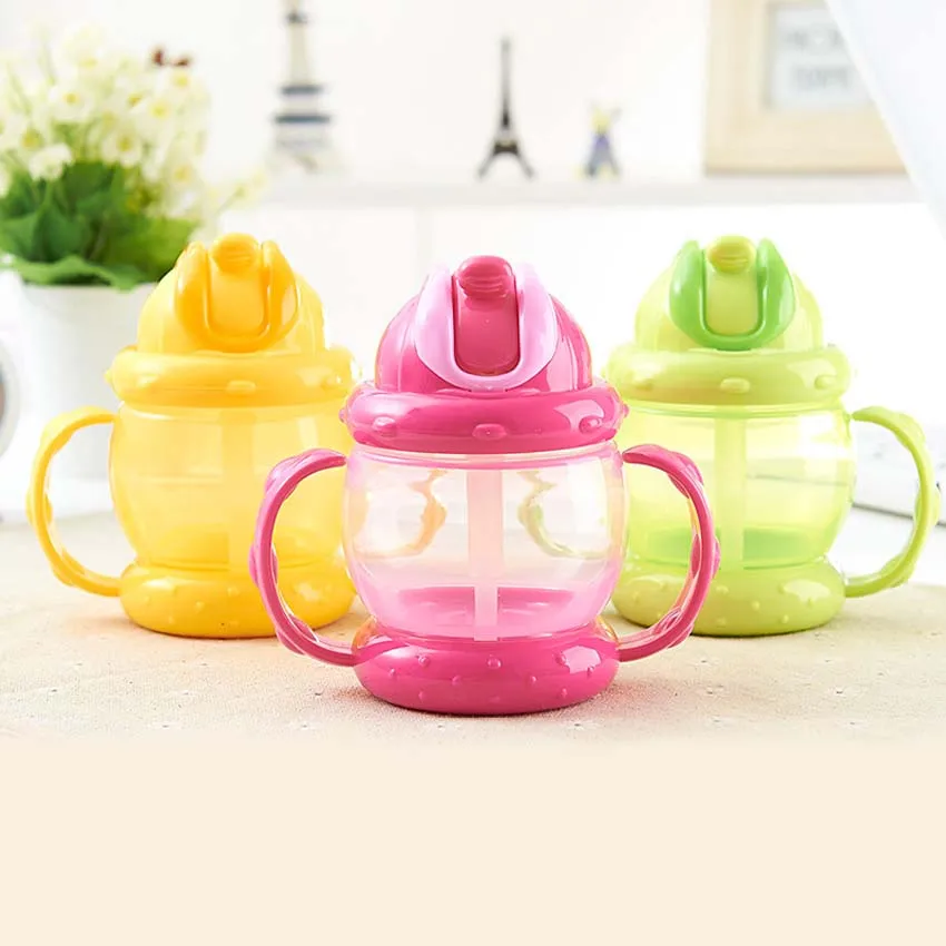 240 мл чашка младенца детская питьевая чашка учебный Поильник для детских бутылочек, кружка с ремнем анти-борьба водонепроницаемыми, зеленый, желтый, розовый