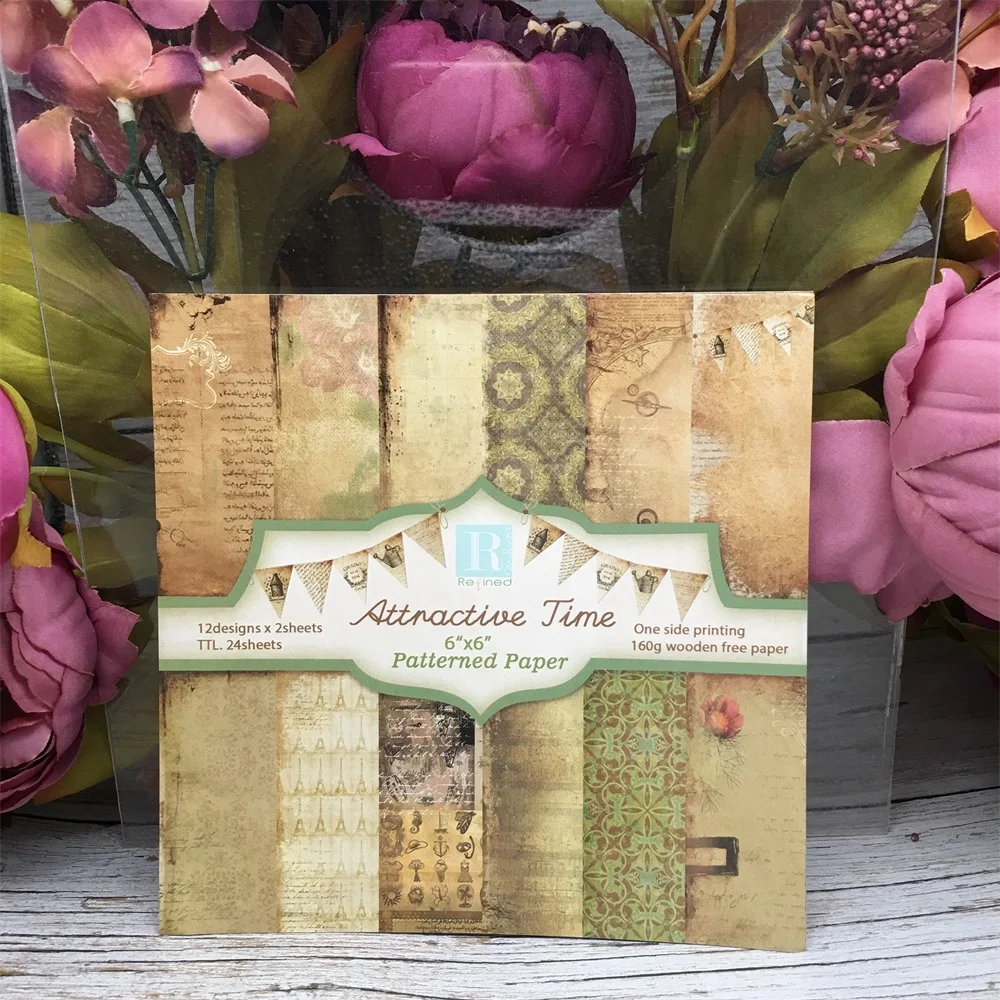 

24pcs/Pack 6*6inch 15.2cm Attractive Time Patterned Paper Pack for Scrapbooking DIY Happy Planner Card Making Journal Project