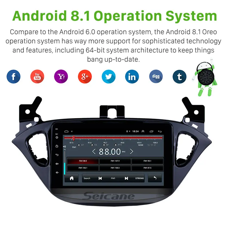 Seicane 8 дюймов 2din Android 8,1 для Opel Corsa-/Opel Adam 2013- Автомобильный GPS; Мультимедийный проигрыватель Поддержка Радио-зеркальная связь