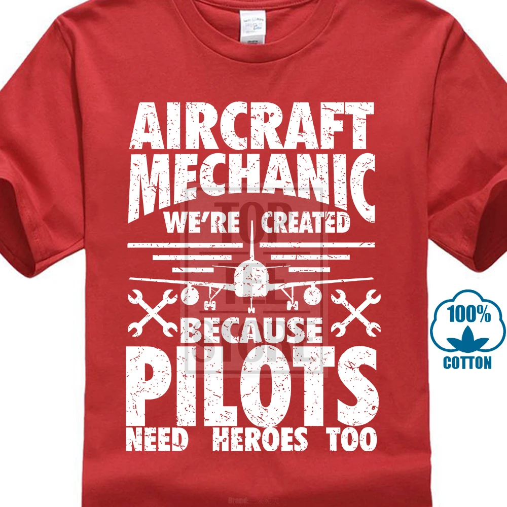 Летательный механик, потому что пилоты нужны герои, подарок, футболка, футболки с коротким рукавом для отдыха, мода лета, короткий рукав, размер - Цвет: Красный