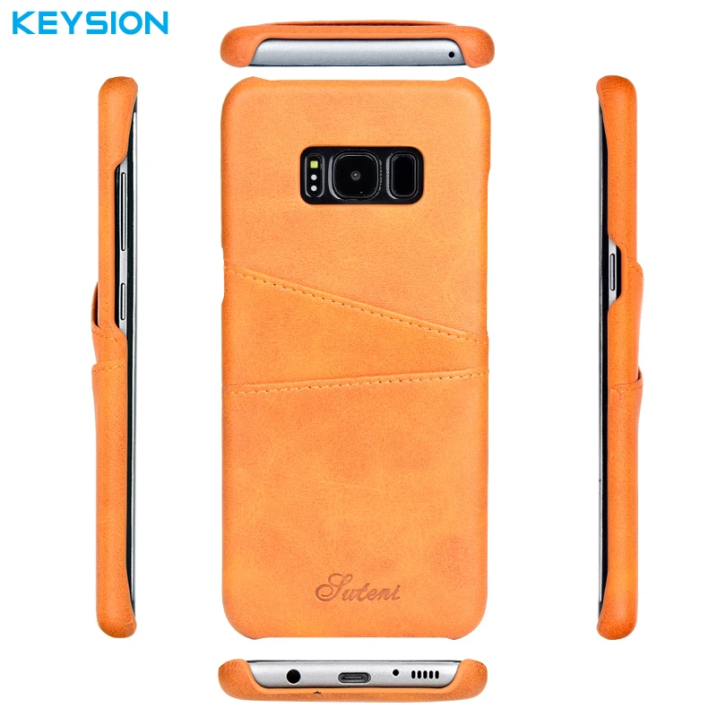 Чехол KEYSION для Samsung Galaxy S8 Plus кожаный Роскошный кошелек с отделениями карт мягкая