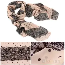 2016 Top QualityNEW Stylish Girl Long Soft Silk Chiffon Scarf Stripe Polka Dot Shawl Scarve For