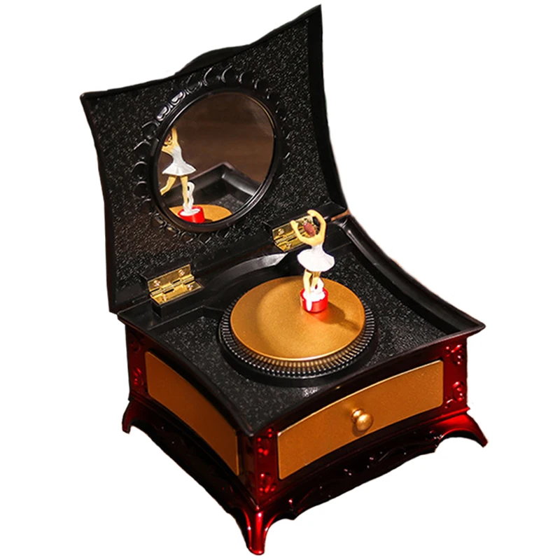 

Retro Mirror Function Luxury Music Box Jewelry Box Home Decoration Birthday Children's Day Son Daughter Christmas Gifts Toys