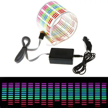 

45*11CM Car RGB LED Music Rhythm Flash Light Sound Activated Sensor Equalizer Rear Windshield Sticker Styling Neon Lamp