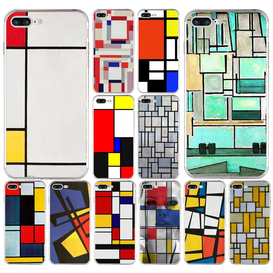 162H Bauhaus Style Abstract Piet Mondrian Custodia Morbida In Silicone Tpu Per Custodia Apple Iphone 6 6S 7 8 Plus