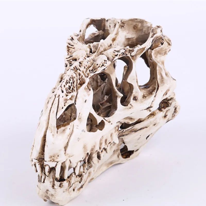 

Resin Dinosaur Skull Model Tyrannosaurus Rex Skeleton Head Figurine Sculpture Crafts Halloween Home Animal Statues Decoration