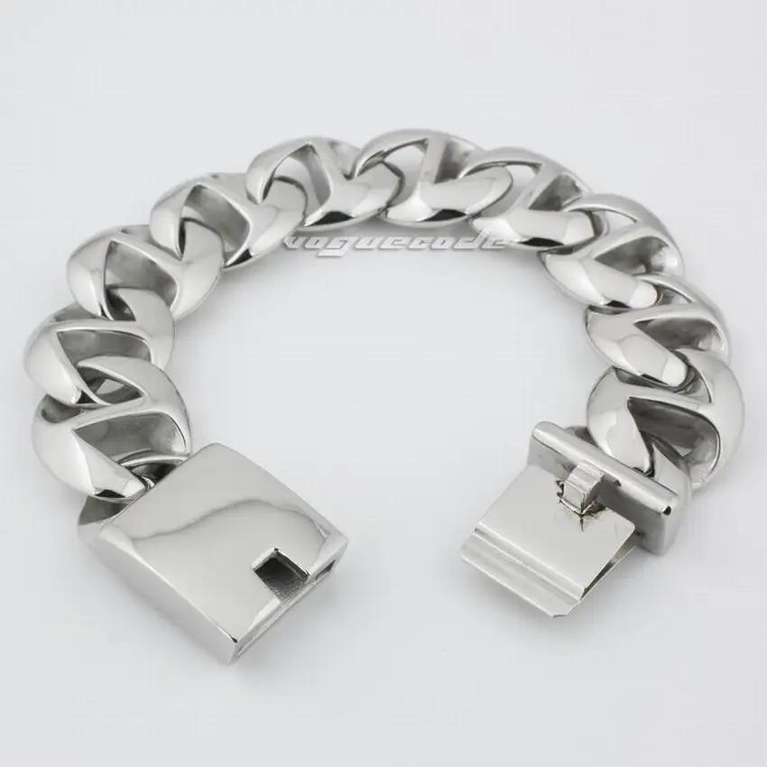 

LINSION Huge Heavy 316L Stainless Steel Mens Bracelet Biker Punk Link Chain 5Q008 Free Shipping