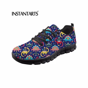 

INSTANTARTS Retro Dinosaur Floral Print Woman Running Shoes Breathable Outddoor Jogging Shoes Lightweight Female Summer Sneaker