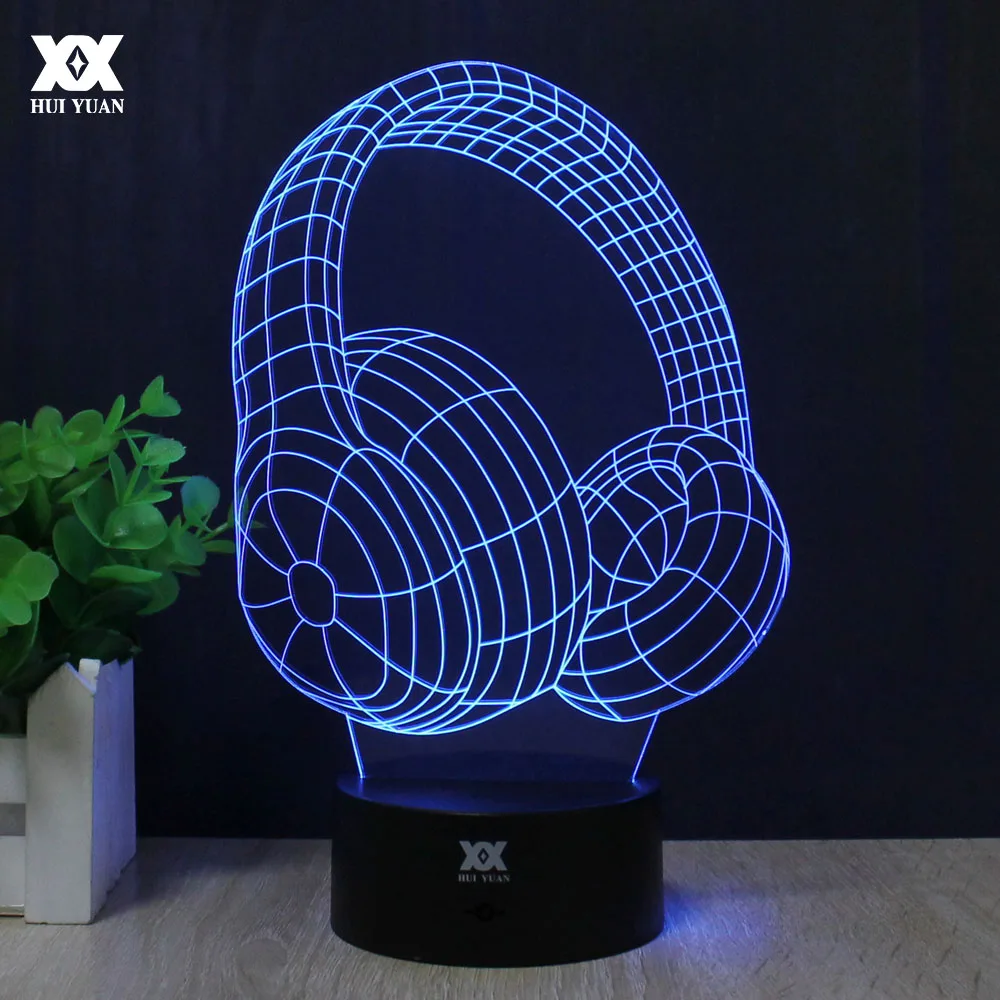 

Headphone 3D Lamp Remote Control Night Light LED Decorative Table Lamp USB 7 Colors Changing Child's Gift HUI YUAN Brand