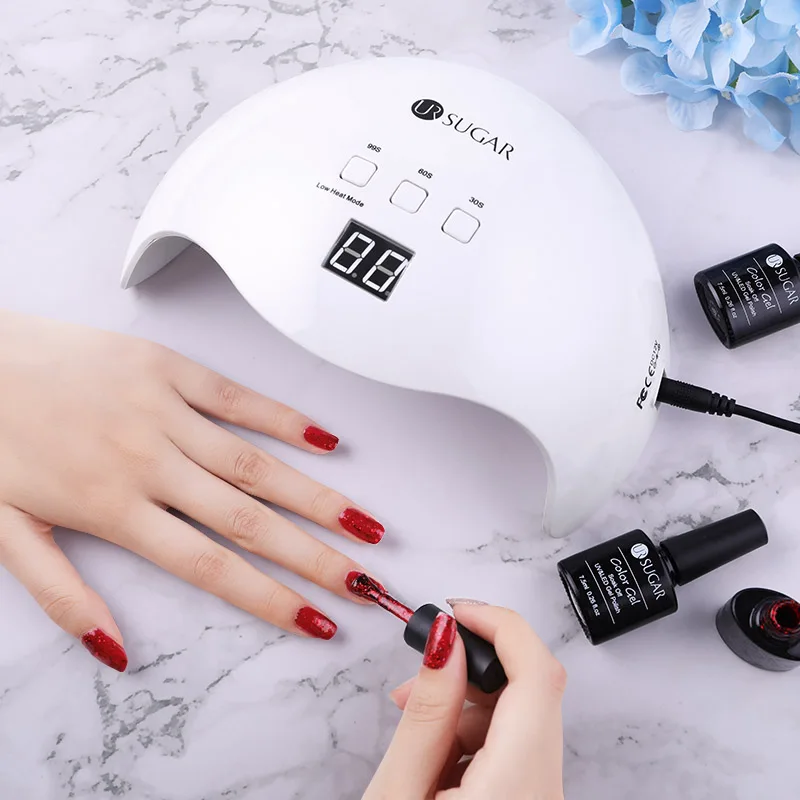 

UR SUGAR 48W LED UV Lamp Nail Dryer For All Types Gel Nail Curing Lamp with Bottom 30s/60s/90s Timer LCD display USB Connector