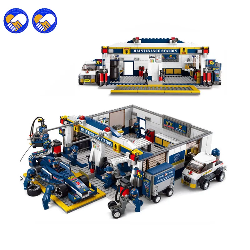 

A toy A dream Sluban 0356 New F1 Racing Car Pits Set Building Brick Block Educational Childen Toy Legoingly